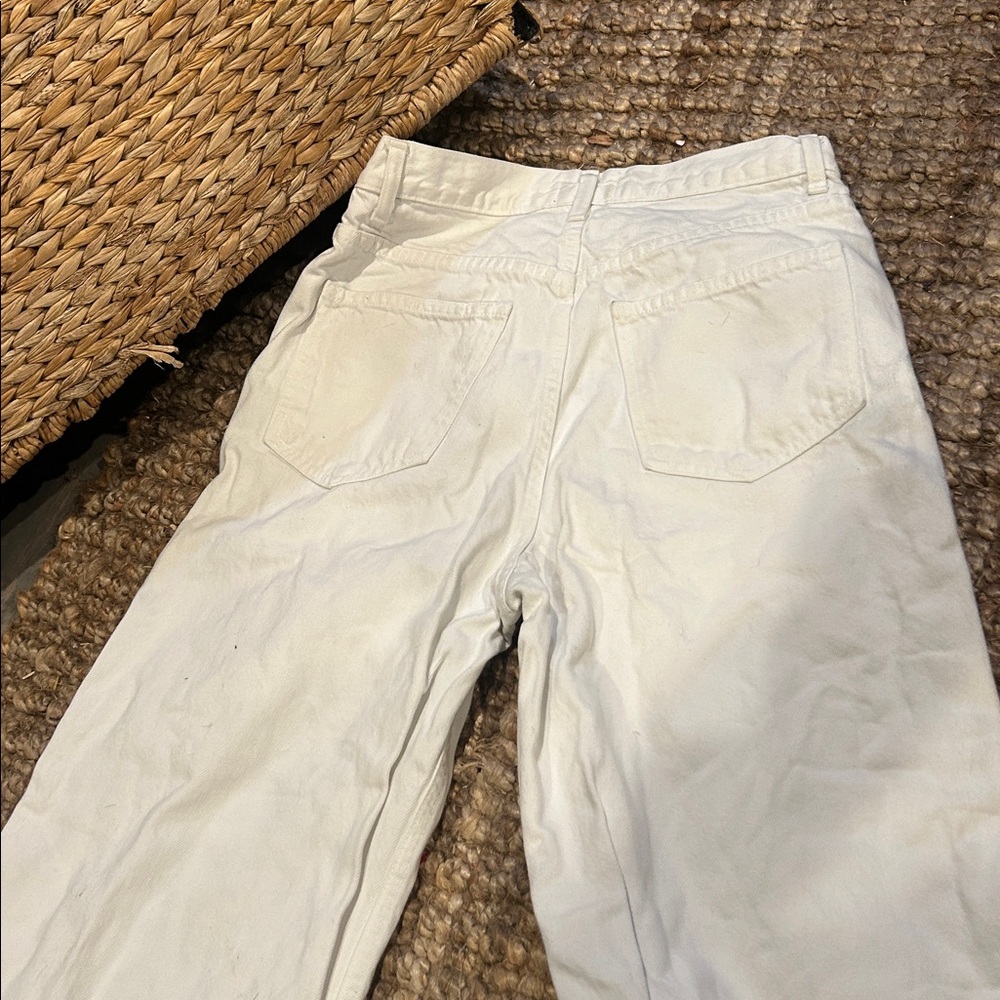 Doen 100% Organic Cotton White Denim Straight Leg Jeans Size 27 - Picture 10 of 14